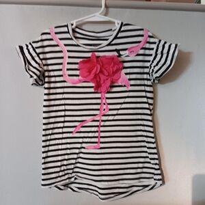 Wonder Nation Black and White Striped Flamingo Shirt, Child Size S (6-6X)